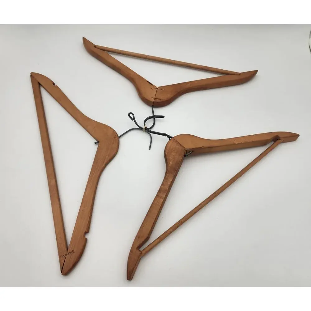Vtg Lot of 3 Wood Coat Hangers Hotel Dept Store Advertising Syracuse Sheridan